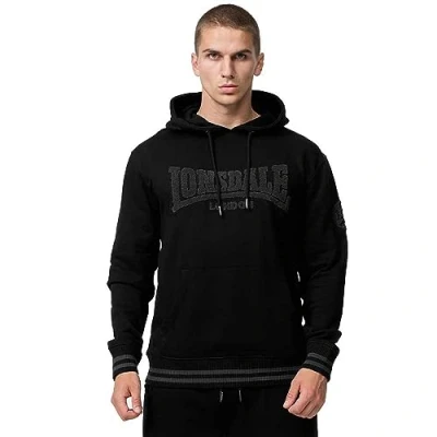Immagine di Lonsdale Passform Kneep Felpa con cappuccio, Uomo, Taglia: Large, Black grey