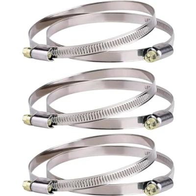 Immagine di fascette stringitubo in acciaio inox, 6 con trasmissione a vite senza fine, gamma di serraggio 120 140 mm, larghezza 9 per condotti e guaine ventilazione, VMC cappa da