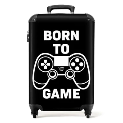 Immagine di NoBoringSuitcases.com Valigia Bambini, Trolley Per Bambini da Viaggio, a Mano Bagaglio 55x40x20 cm (Joystick Nero)