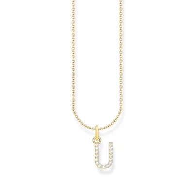 Immagine di Thomas Sabo Collana con lettera U, argento dorato zirconi, Oro giallo, KE2260 414 14