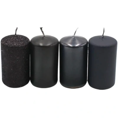 Immagine di Candela a pilastro, candele dell&#039;Avvento, corona colore nero, diverse sfumature di colore, dimensioni: 7 x 4 cm, 250 g, durata 10 h