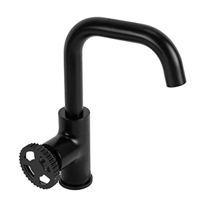 Immagine di Rea VERTIGO RUBINETTO LATERALE per lavabo Miscelatore da bagno in ottone monocomando caldo e freddo regolabile (Nero)
