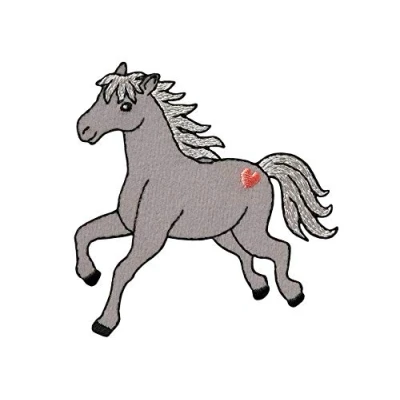 Immagine di Mono Quick Toppa termoadesiva da applicare con ferro stiro, motivo: cavallo cuore, 7,5 x cm