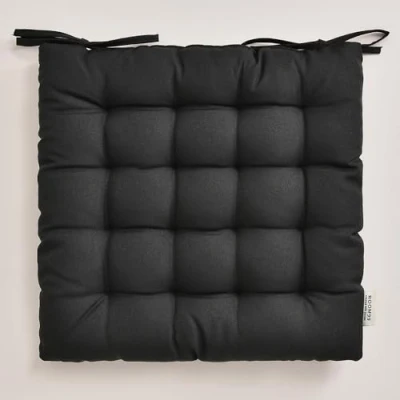 Immagine di ROOM99 Aura Cuscino per sedia, 40 x 4,5 cm, con nastri, esterni, interni ed soggiorno, colore nero