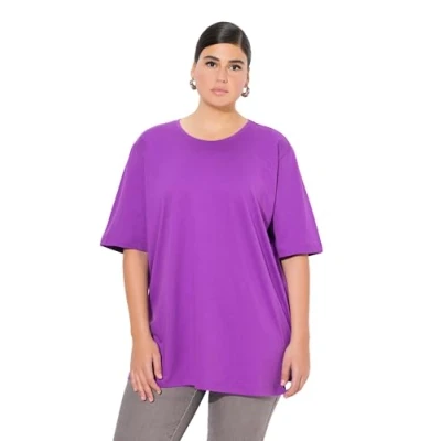 Immagine di Ulla Popken Maglia dal Taglio Morbido con Scollo Rotondo e Mezze Maniche Viola 50+ 486910824
