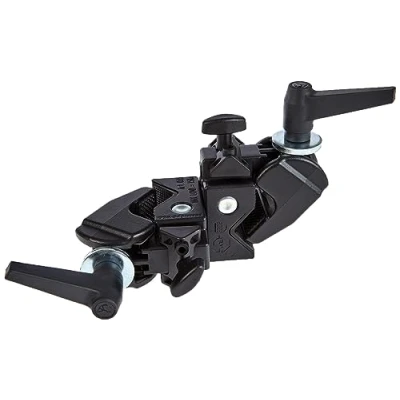 Immagine di Manfrotto 038 Super Clamp Morsetto Doppio in Alluminio per Luci, Capacità di Carico 15 kg, Nero