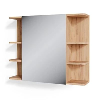 Immagine di Vicco Specchio contenitore bagno Fynn, Quercia dorata/Verde, 80 x 64 cm