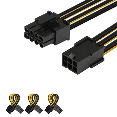 Immagine di J&amp;D 3 Confezioni 6 Pin a 8 PCI Exprss (PCIe) Grafica Scheda Video Cavo Adattatore di Alimentazione 10cm