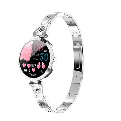 Immagine di LONGLU Smartwatch for Women Compatibile con iOS Android iPhone Samsung Mobile Phone Bluetooth, frequenza cardiaca, pressione sanguigna, contapassi, fitness e monitoraggio del sonno (Argento)