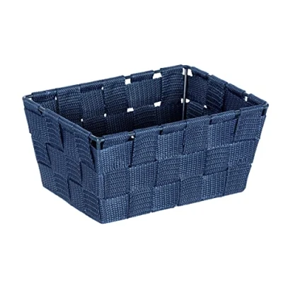 Immagine di Wenko Cestino da Bagno Adria, portaoggetti dal Design Moderno, Ideale per casa, e Cucina, Rete in plastica di Alta qualità con Barre Metallo Maggiore stabilità, 19x9x14cm, Blu Scuro