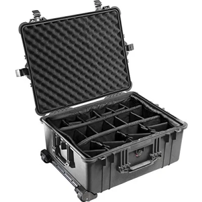 Immagine di PELI 1610 Valigia Resistente agli Urti per Apparecchiature Fragili, IP67 Impermeabile e a Prova di Polvere, IP67, Capacità 62L, Prodotto in Germania, Con Inserto Divisorio Imbottito, Colore Nero
