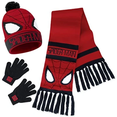 Immagine di Marvel Spiderman Accessori Invernali Bambino Sciarpa, Guanti e Cappello Set (Rosso Spiderman)