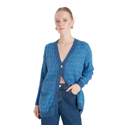 Immagine di Trendyol Cardigan Donna Oversize Standard con Scollo a V Maglione, Menta, M