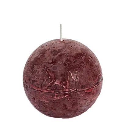 Immagine di Spaas 6 candele rustiche non profumate a sfera, cera di paraffina rosso vino, P x H 80 mm