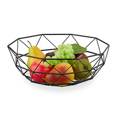 Immagine di Relaxdays Centrotavola Portafrutta in Metallo, 13,5x34,5x34,5 cm, Cestino Porta Frutta e Verdura, Design Moderno, Nero