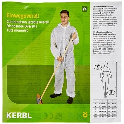 Immagine di Kerbl 3408, Tuta in Polipropilene monouso Bianco Grande: L