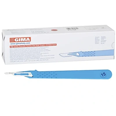 Immagine di GIMA Bisturi in Acciaio Inox, Manico ABS, Sterili e Monouso, Standard, Misura n. 15, 10 Singolarmente Confezionati