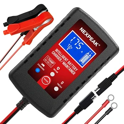 Immagine di Caricabatteria Auto, NEXPEAK 6V/12V 1.75A Completamente Automatico Caricabatterie/manutentore con modalità di Recupero della Batteria per Moto, ATV, Camper, Powersports, Barca e Altro Ancora