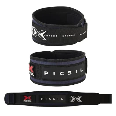 Immagine di PICSIL Cintura per Sollevamento Pesi, Supporto Lombare, Ottimo Squat, Crosstraning, Personalizzabile con Spazio Toppe, Uomini e Donne Blu, S