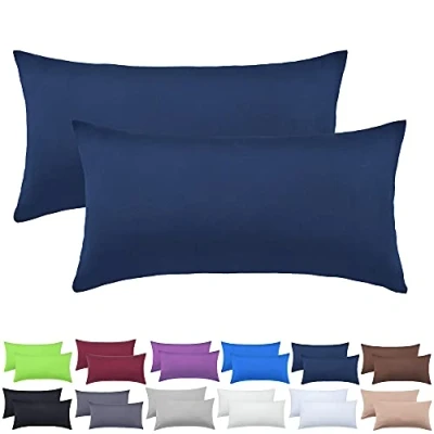 Immagine di NatureMark Confezione da 2 federe per cuscini in jersey, dormire lateralmente, cuscino il collo, conformi all’OEKO TEX, 40 x 80 cm, diversi colori e dimensioni, Blu Marino
