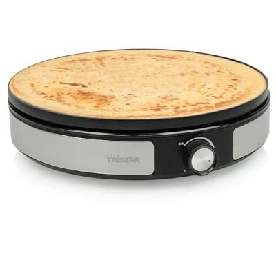 Immagine di Tristar BP 2639 Crépes Maker Rivestimento antiaderente, Spia luminosa Nero, Argento