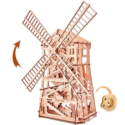 Immagine di Wood Trick 3D Wooden Puzzle Mechanical Windmill, Assembly Constructor, Brain Teaser, Best DIY Toy, IQ Game for Teens And Adults