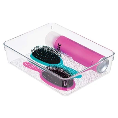 Immagine di iDesign Rain Contenitore plastica per make up e accessori, grande Portaoggetti cassetti in plastica, trasparente
