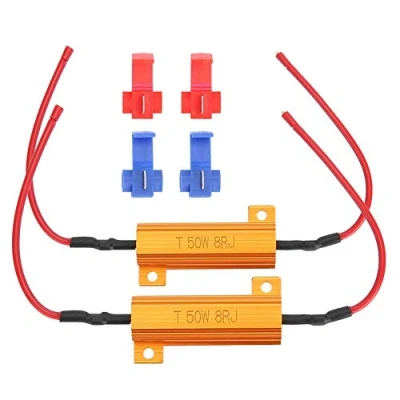 Immagine di Jadeshay Resistenze di Carico,2pezzi 50W 8ohm Resistenza Carico del Faro Antinebbia Decoder per Indicatori Direzione a LED,DRL,LED Bulbi,con 4 Quick Wire Clip