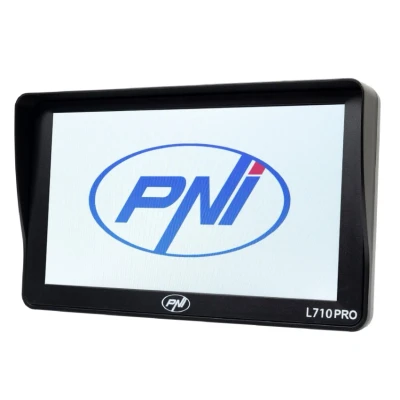 Immagine di Sistema di navigazione GPS PNI L710 PRO con visiera parasole, 7 pollici, 800 MHz, 256 MB DDR, memoria interna da 16 GB, trasmettitore FM, due caricatori per auto inclusi