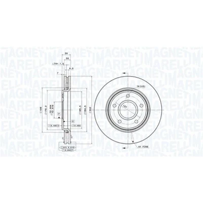 Immagine di MAGNETI MARELLI 360406119601 Disco freno 302, 302 28 5 72,5 ventilazione interna Rivestito con vernice UV FIAT: Freemont, DODGE: Journey MPV