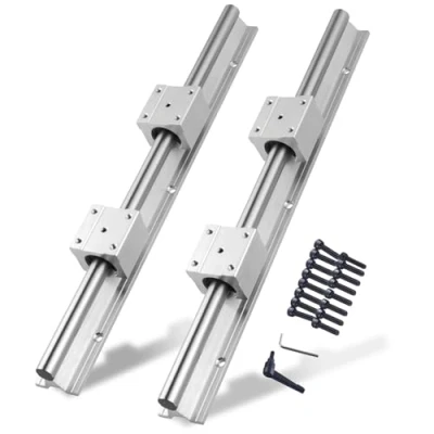 Immagine di CNCYEAH 2 binari lineari SBR16 400 mm, guida di scorrimento, cuscinetti lineari, albero, binario 16 mm + 4 blocchi scorrevoli SBR16UU per stampante 3D e macchina CNC