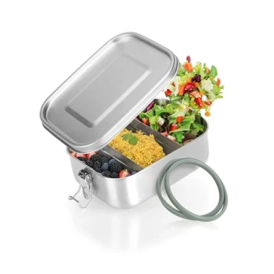 Immagine di Robin Goods® Portapranzo in acciaio inossidabile contenitore per alimenti con divisorio rimovibile a prova di perdite grazie alla guarnizione silicone 800 ml (1 pezzo ml)