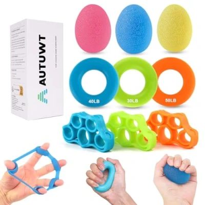 Immagine di AUTUWT set per allenamento delle mani e dita, con palline la presa, arrampicata, esercizi di rafforzamento, 9 pezzi