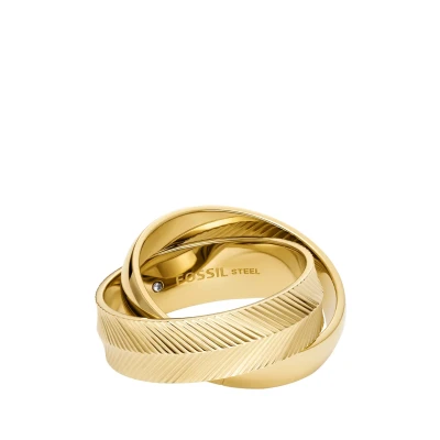 Immagine di Fossil Harlow Interlocking JF048067106 Anello da donna in Acciaio INOX dorato, inossidabile, Nessuna pietra preziosa