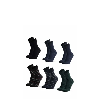Immagine di DANISH ENDURANCE 6 Paia Calze Bamboo Premium, Calzini Uomo e Donna Morbidi, Traspiranti, Eleganti Misto Strisce 1 (1xNero, 2xBlu Navy, 1xStrisce Nero, Blu Verde Scuro) 39 42