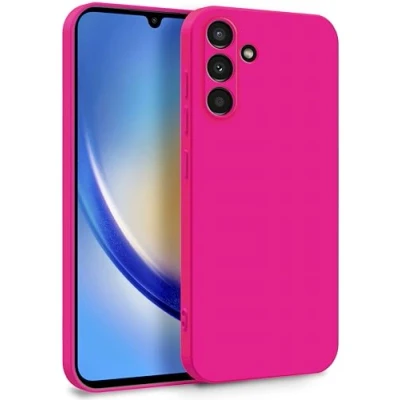 Immagine di MyGadget Cover per Samsung Galaxy A34 5G Custodia in Silicone Morbido a Doppio Strato Case con Protezione Fotocamera &amp; Fodera Interna Antigraffio Magenta Rosso