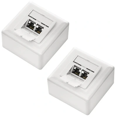 Immagine di deleyCON 2x CAT 6 Universale Presa di Rete Porta RJ45 Schermato Superficie o Filo 1 Gigabit Ethernet EIA/TIA 568A&amp;B Bianco