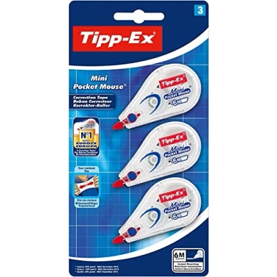 Immagine di Tipp Ex Mini nastro a correzione lunga, extra resistente agli strappi, confezione da 3, facile usare, alta qualità, 6 metri