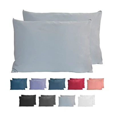 Immagine di Komfortec Set di 2 federe per cuscino, 100% cotone, 40 x 60 cm, super morbide, 150 g/m², colore: grigio