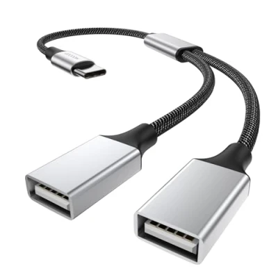 Immagine di Adattatore da USB C a doppia femmina Tipo doppio cavo 2.0 OTG Splitter Convertitore per MacBook Pro, Google Pixel, Galaxy S9/Note 8