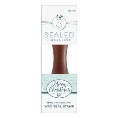 Immagine di Spellbinders Timbro ovale per ceralacca con scritta Merry Christmas della collezione Sealed for