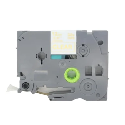 Immagine di BROVACS 1 confezione di nastro laminato oro su trasparente, compatibile con stampanti Brother P Touch TZ 134 TZe 12 mm 1/2&quot; OPA4134