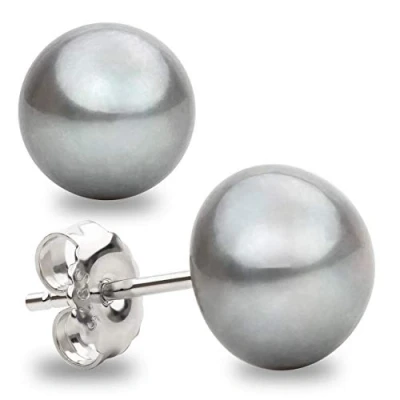 Immagine di Orecchini da donna di perle bottone coltivate d&#039;acqua dolce in grigio SECRET &amp; YOU Argento sterling 925 Disponibile 4 misure 8 mm a 11