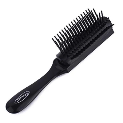 Immagine di Fine Lines Spazzola per capelli a 5 file uomini e donne, cuscino in gomma nera, ideale ricci o fini ed estensioni dei capelli, compagno di viaggio perfetto, design leggero