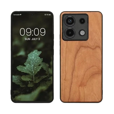 Immagine di kwmobile Custodia Compatibile con Xiaomi Redmi Note 13 Pro 5G / Poco X6 Cover Protezione in Legno per Smartphone Back Case Bumper Silicone TPU marrone