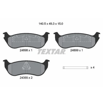 Immagine di TEXTAR 2489803 Kit pastiglie freno Non predisposto per contatto segnalazione usura con accessori JEEP: Cherokee III, WRANGLER 2