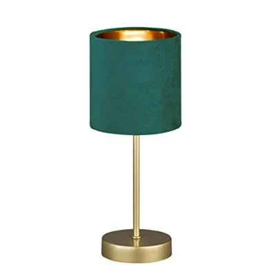 Immagine di Fischer &amp; Honsel lampada da tavolo Aura, elegante dal design classico con interruttore a cavo, 1 attacco e 14, metallo dorato paralume in velluto rosa, altezza: 34 cm