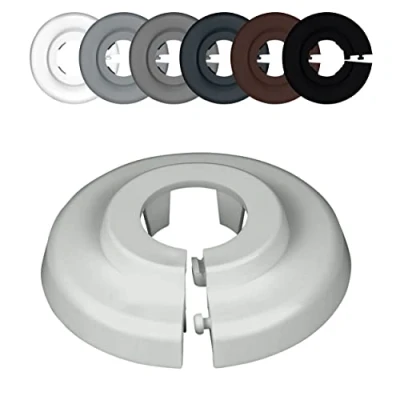 Immagine di FUX® 2 rosette per termosifone, 12mm 35mm, Bianco Grigio Nero Marrone copertura tubi, di copertura, copri tubi riscaldamento, radiatori (22mm, luce 7035)