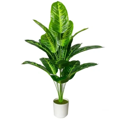 Immagine di AIVORIUY Pianta Artificiale Grandi Piante Finta da Interno Esterno, Alberi Finte in Plastica Vaso Decorativa per Soggiorno Camera Letto Cucina Balcone Ufficio Casa (80cm Banana a Righe)