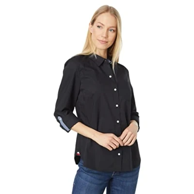 Immagine di Tommy Hilfiger Roll Tab Camicia Button Down, Nero 01, XL Donna